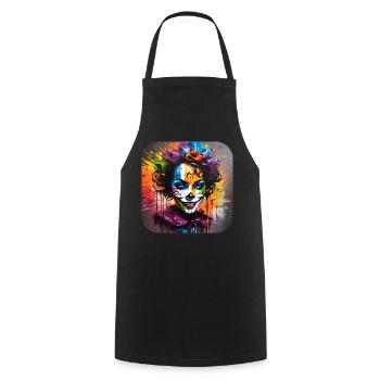 Cool Harlequin Poker Gothic Girl - Cooking Apron - black - Front - AI Model Male 185 dark (185cm)