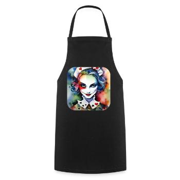 Cool Harlequin Poker Gothic Girl - Cooking Apron - black - Front - AI Model Male 185 dark (185cm)