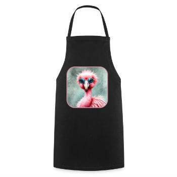 Cool pink flamingo with sunglasses - Cooking Apron - black - Front - AI Model Male 185 dark (185cm)