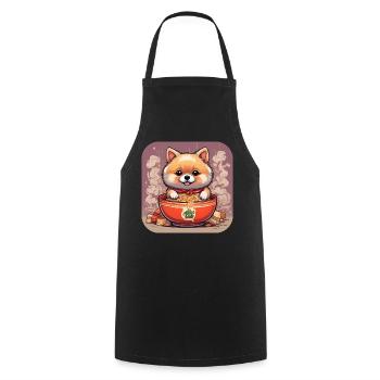 Niedlicher Hund mit Ramen Nudeln - Kochschürze - Schwarz - Vorne - AI Model Male 185 dark (185cm)