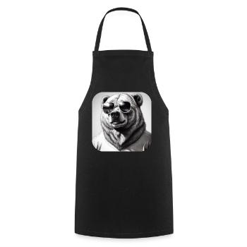 Ours cool avec des lunettes de soleil - Tablier de cuisine - noir - Devant - AI Model Male 185 dark (185cm)