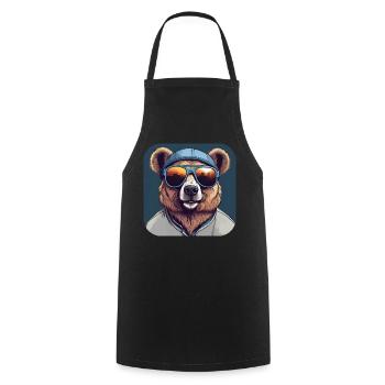 Ours cool avec des lunettes de soleil - Tablier de cuisine - noir - Devant - AI Model Male 185 dark (185cm)