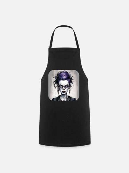 Cooles Gothic Punk Girl - Kochschürze - Schwarz