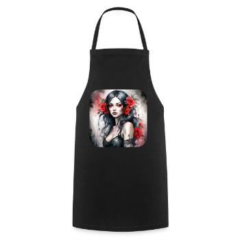 Fille punk gothique cool avec des roses rouges - Tablier de cuisine - noir - Devant - AI Model Male 185 dark (185cm)