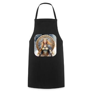 Proud Viking Germanin Shield Maiden - Cooking Apron - black - Front - AI Model Male 185 dark (185cm)