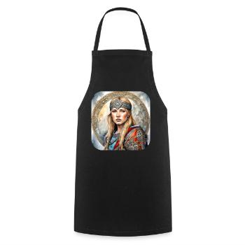 Fière Viking Germanin Bouclier Jeune Fille - Tablier de cuisine - noir - Devant - AI Model Male 185 dark (185cm)