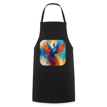 Proud Phoenix of Fire - Cooking Apron - black - Front - AI Model Male 185 dark (185cm)