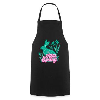 Hello Spring Rabbit with Flowers - Cooking Apron - black - Front - AI Model Male 185 dark (185cm)