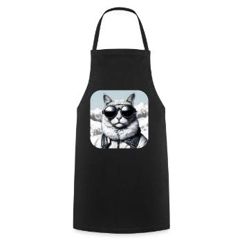 Coole Katze mit Sonnenbrille - Kochschürze - Schwarz - Vorne - AI Model Male 185 dark (185cm)
