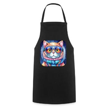 Coole Katze - Kochschürze - Schwarz - Vorne - AI Model Male 185 dark (185cm)