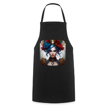 Cooles Steampunk Girl mit Blumen - Kochschürze - Schwarz - Vorne - AI Model Male 185 dark (185cm)
