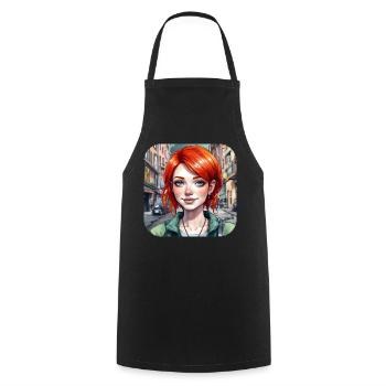 Cool girl with red hair - Cooking Apron - black - Front - AI Model Male 185 dark (185cm)