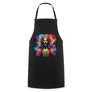Jesus in Graffiti Style - Cooking Apron - black - Front - AI Model Male 185 dark (185cm)