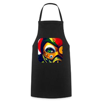 Fille steampunk fantastique et cool avec masque à gaz - Tablier de cuisine - noir - Devant - AI Model Male 185 dark (185cm)