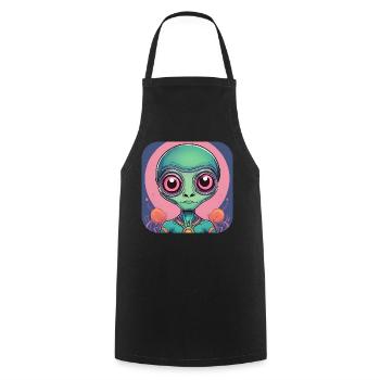 Cute Science Fiction Alien - Cooking Apron - black - Front - AI Model Male 185 dark (185cm)