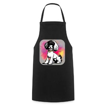 Caniche punk mignon - Tablier de cuisine - noir - Devant - AI Model Male 185 dark (185cm)