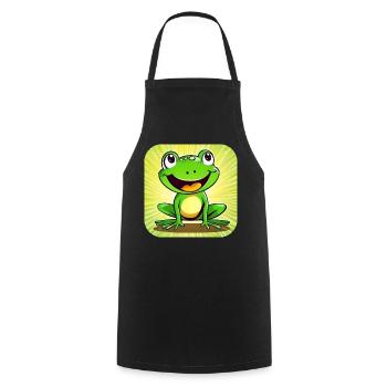 Niedlicher Frosch im Comic Style - Kochschürze - Schwarz - Vorne - AI Model Male 185 dark (185cm)