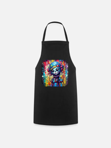 Coole Gothic Girl Puppe - Kochschürze - Schwarz