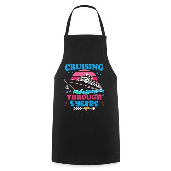 Cruising Through 5 Years Wedding Anniversary - Cooking Apron - black - Front - AI Model Male 185 dark (185cm)
