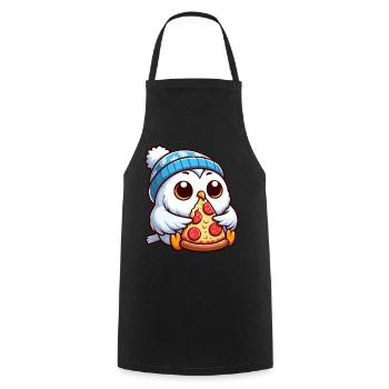 Eule Schneeeule Pizza Pizzaliebhaber Winter - Kochschürze - Schwarz - Vorne - AI Model Male 185 dark (185cm)