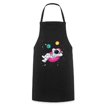 Weihnachts-Astronaut entspannt im All - Kosmische - Kochschürze - Schwarz - Vorne - AI Model Male 185 dark (185cm)
