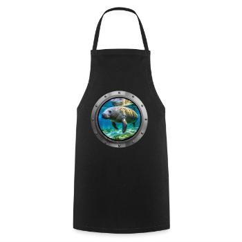 Manatee Animal - Cooking Apron - black - Front - AI Model Male 185 dark (185cm)