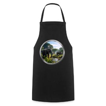 Elephant Animal - 4 - Cooking Apron - black - Front - AI Model Male 185 dark (185cm)