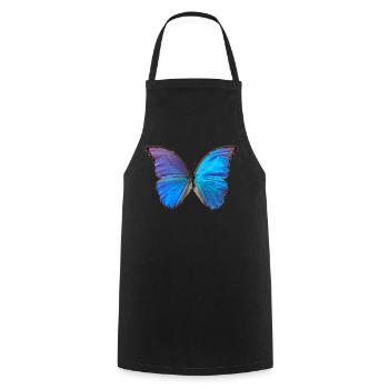 Blue Butterfly - Cooking Apron - black - Front - AI Model Male 185 dark (185cm)