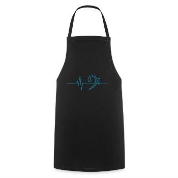 LowHeartBeat cyan - Kochschürze - Schwarz - Vorne - AI Model Male 185 dark (185cm)