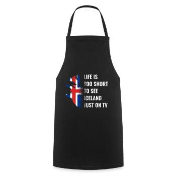 Islande drapeau vintage islandais drapeau Used Look - Tablier de cuisine - noir - Devant - AI Model Male 185 dark (185cm)