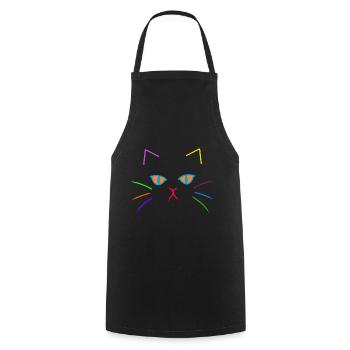 Bunt farbenfreudig Katzen Gesicht Katze Kitten - Kochschürze - Schwarz - Vorne - AI Model Male 185 dark (185cm)