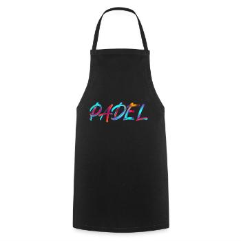 Padel Calls Me - Geschenk für Padelliebhaber - Kochschürze - Schwarz - Vorne - AI Model Male 185 dark (185cm)