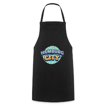 Hamburg Germany City Font Pop Art Comic - Cooking Apron - black - Front - AI Model Male 185 dark (185cm)