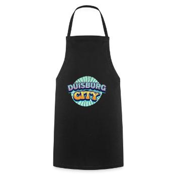 Duisburg Germany City Font Pop Art Comic - Cooking Apron - black - Front - AI Model Male 185 dark (185cm)