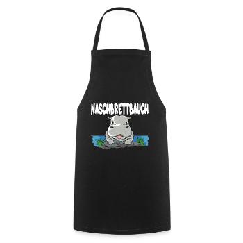 Naschbrettbauch Nilpferd Hippo - Kochschürze - Schwarz - Vorne - AI Model Male 185 dark (185cm)