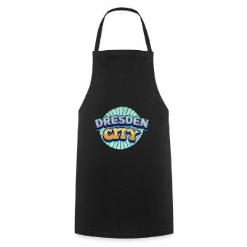 Dresde Allemagne City Font Pop Art Comic - Tablier de cuisine - noir - Devant - AI Model Male 185 dark (185cm)
