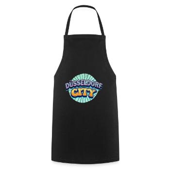 Dusseldorf Germany City Font Pop Art Comic - Cooking Apron - black - Front - AI Model Male 185 dark (185cm)