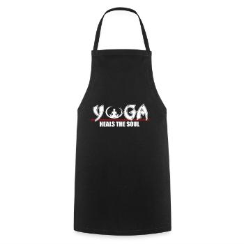 Yoga heilt die Seele - Kochschürze - Schwarz - Vorne - AI Model Male 185 dark (185cm)