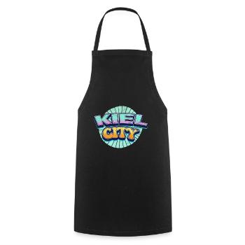 Kiel Germany City Font Pop Art Comic - Cooking Apron - black - Front - AI Model Male 185 dark (185cm)