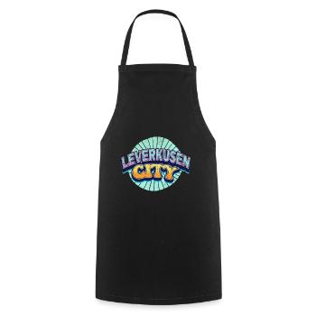 Leverkusen Germany City Font Pop Art Comic - Cooking Apron - black - Front - AI Model Male 185 dark (185cm)