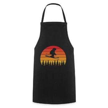 Retro Skifahrer Design mit Sonnenuntergang - Kochschürze - Schwarz - Vorne - AI Model Male 185 dark (185cm)