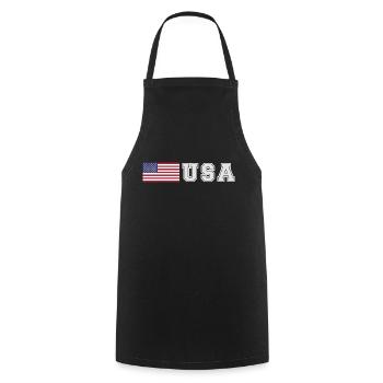 ÉQUIPE États-Unis Drapeau américain devant la police de caractères - Tablier de cuisine - noir - Devant - AI Model Male 185 dark (185cm)