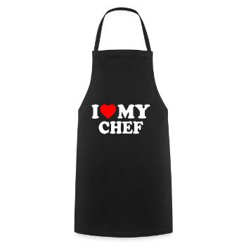 I love my chef - Cooking Apron - black - Front - AI Model Male 185 dark (185cm)