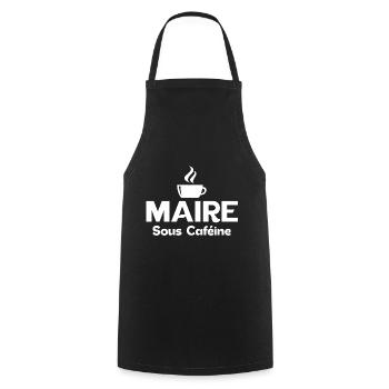 Maire sous caféine addict au café accro - Tablier de cuisine - noir - Devant - AI Model Male 185 dark (185cm)