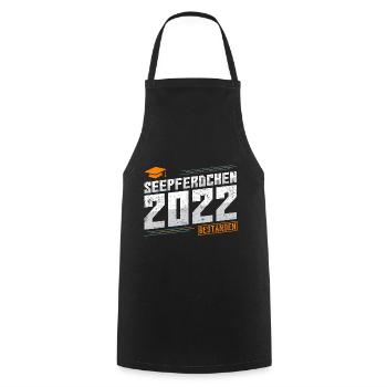 Seepferdchen 2022 bestanden Prüfung Abzeichen - Kochschürze - Schwarz - Vorne - AI Model Male 185 dark (185cm)