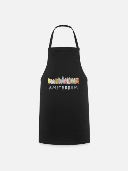 Maisons d’architecture souvenir vintage d’Amsterdam - Tablier de cuisine - noir