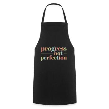 Progress instead of perfection Self-love - Cooking Apron - black - Front - AI Model Male 185 dark (185cm)