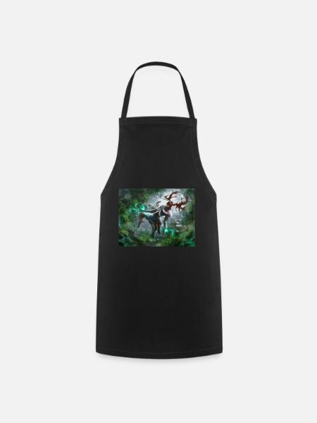 Deer God Forest Spirit Magic - Cooking Apron - black