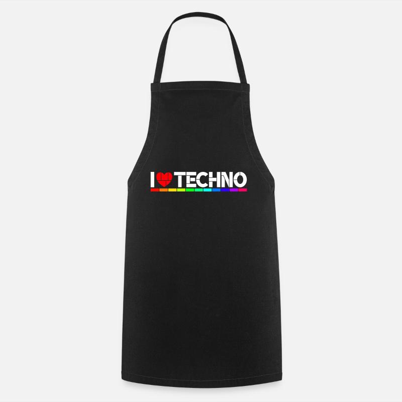 I love Techno - Kochschürze - Schwarz