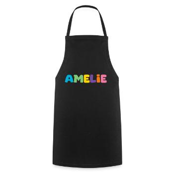 Name - Amelie - Kochschürze - Schwarz - Vorne - AI Model Male 185 dark (185cm)